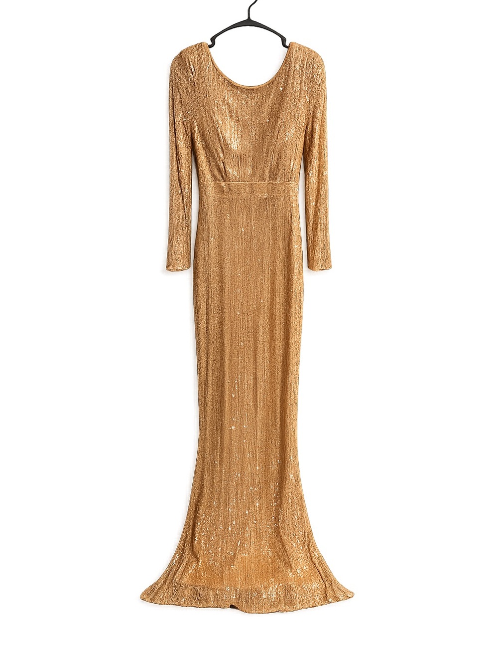 Miss Ord Gold Sequin Evening Dress V-Neck 3/4 Sleeve Women's‎ Size S Formal Gown